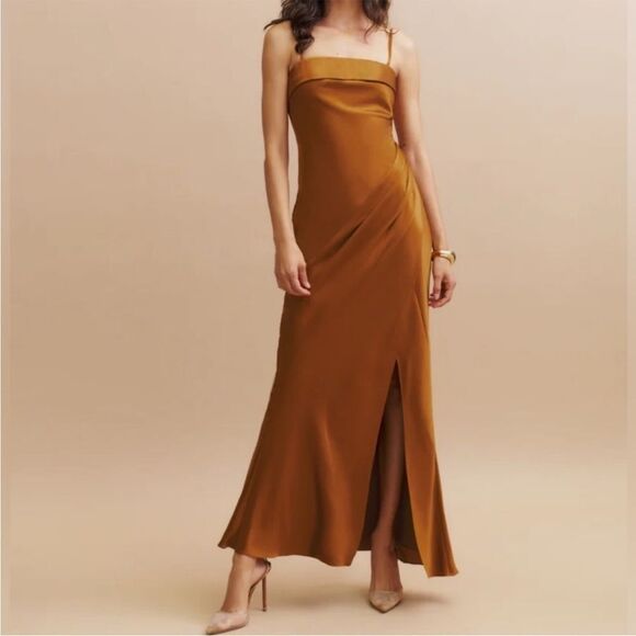 NWT Reformation Landen Silk Dress — Copper - Size 6 - Picture 9 of 9